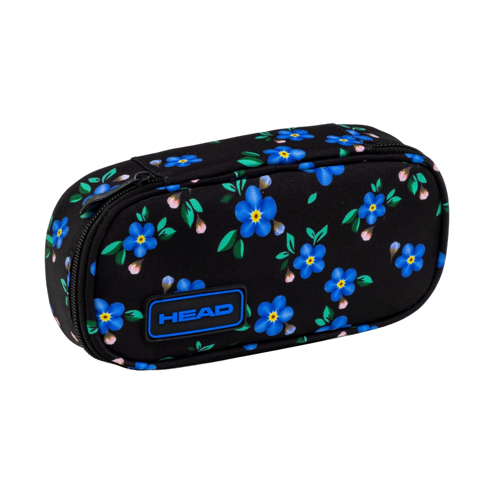 Single pencil case without accessories, Astra, Blue Flowers, AC6, 22 x 9 x 5 cm