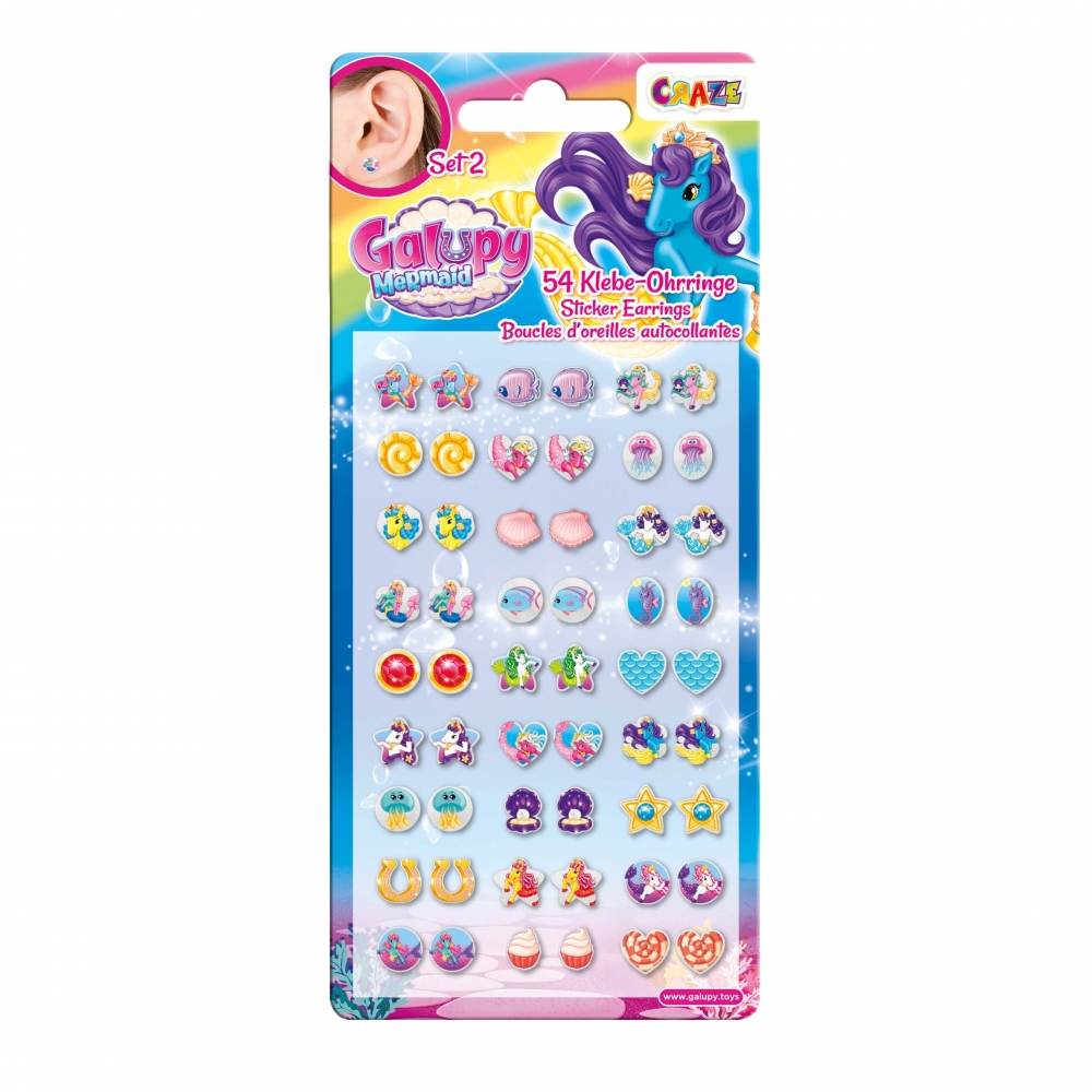 Sticker earrings, Craze, Galupy Mermaid, 54 pieces