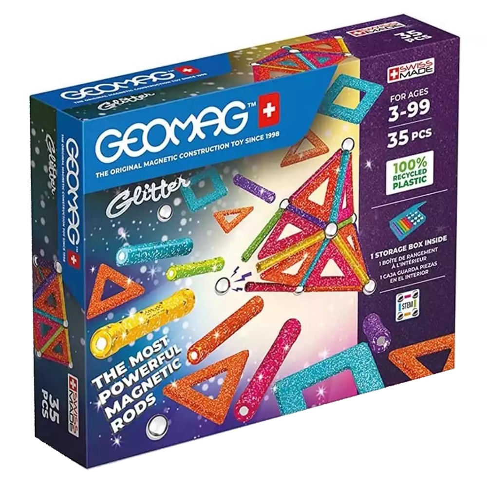 Magnetic constructor, Geomag, Glitter Panels 535, 35 pieces