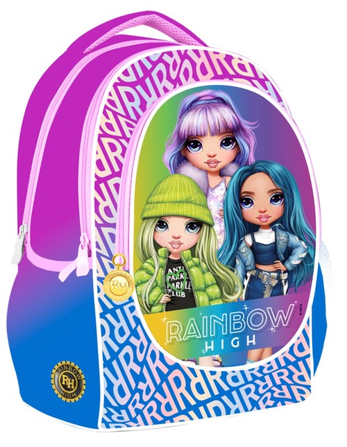 School Backpack, Astra, AB340, Rainbow High, Lightweight and Ergonomic, Silver Style, 40 x 32 x 17 cm, Multicolor