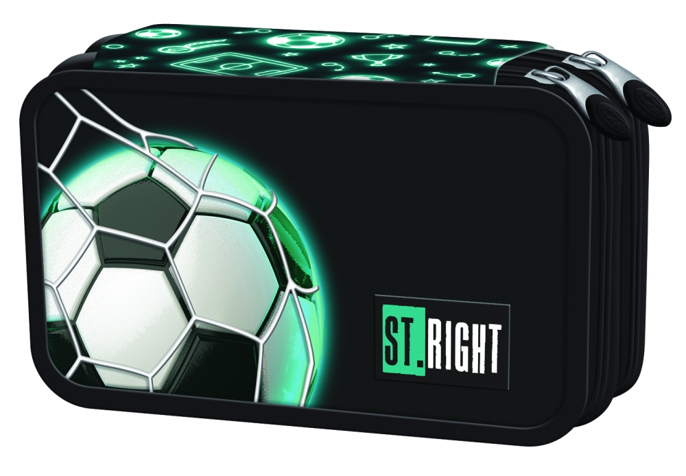 Double toiletry bag, St.Right, Neon football, With accessories, 20 x 13 x 5 cm