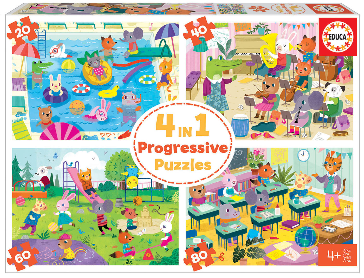 Progressive puzzle, Educa, Back to school, 4 in 1, 20-40-60-80 pieces