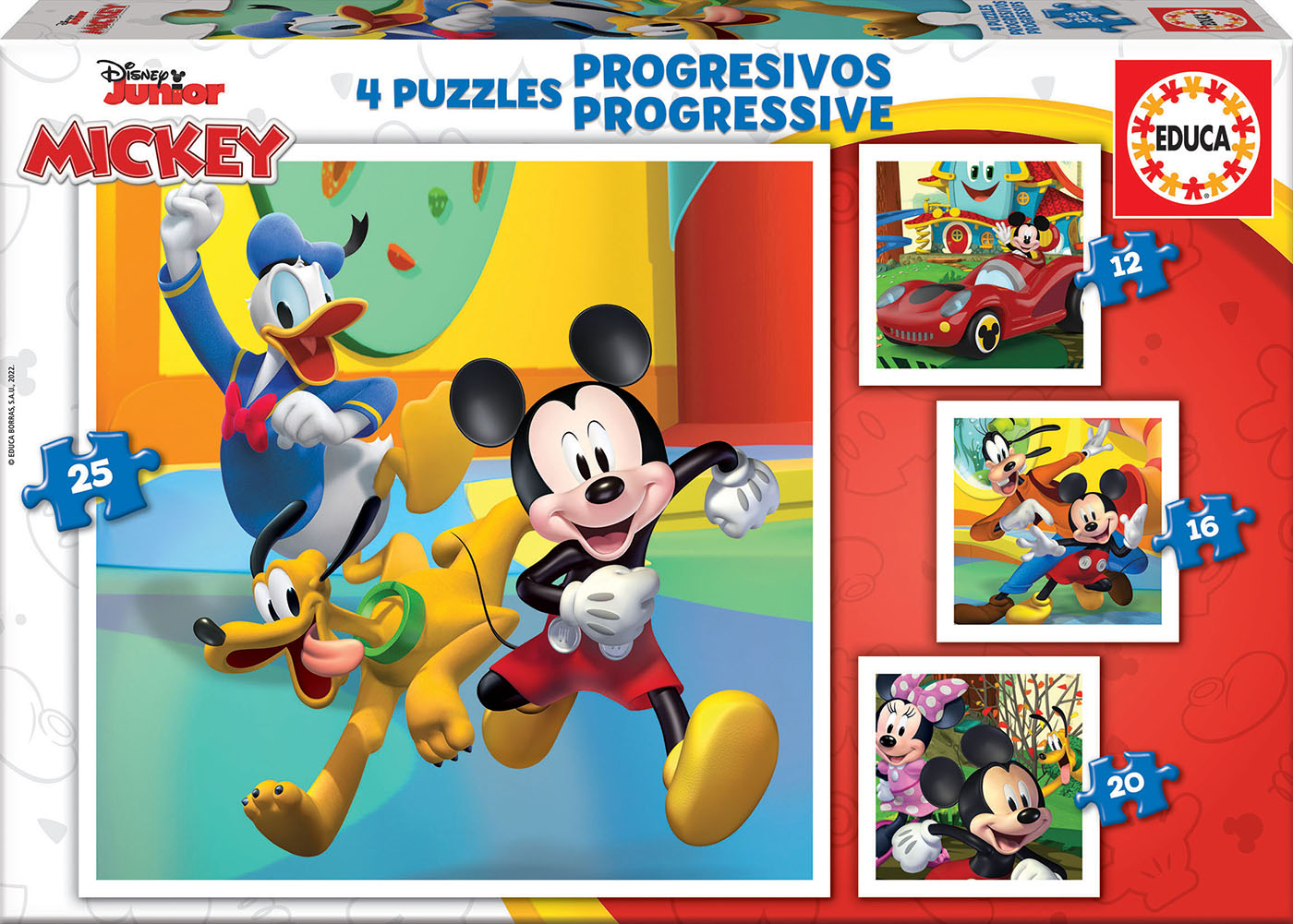 Progressive puzzle, Educa, Mickey and friends, 4 in 1, 12-16-20-25 pieces