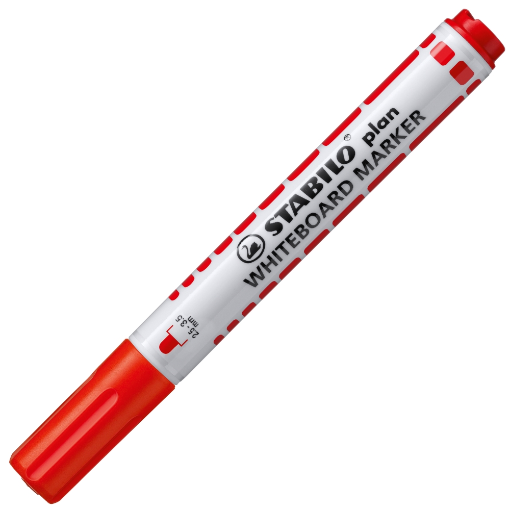 Whiteboard Marker, Stabilo, Plan Round Tip, Red