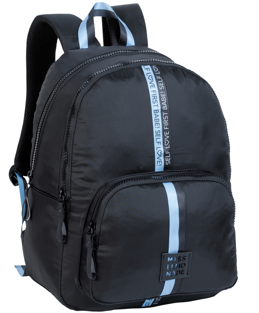 School backpack, Miss Lemonade, Self Love, 45 x 34 x 16 cm, Black