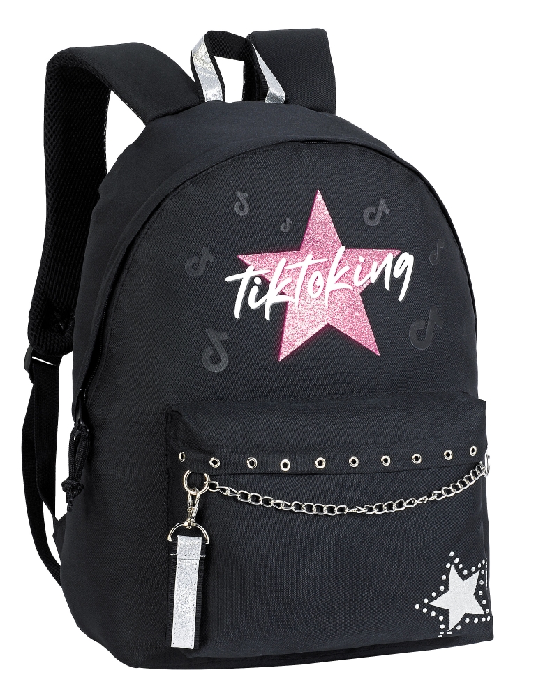 School backpack, Unkeeper, Tiktoking, 44 x 32 x 14 cm, Black