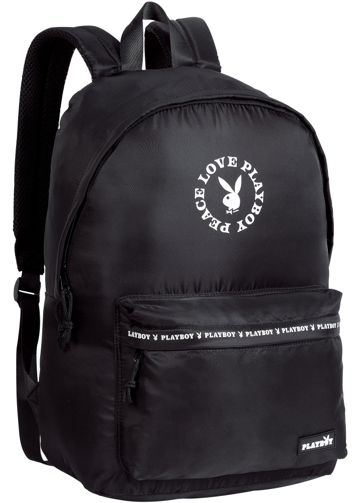School backpack, Playboy, Bunny, 45 x 33 x 18 cm, Black