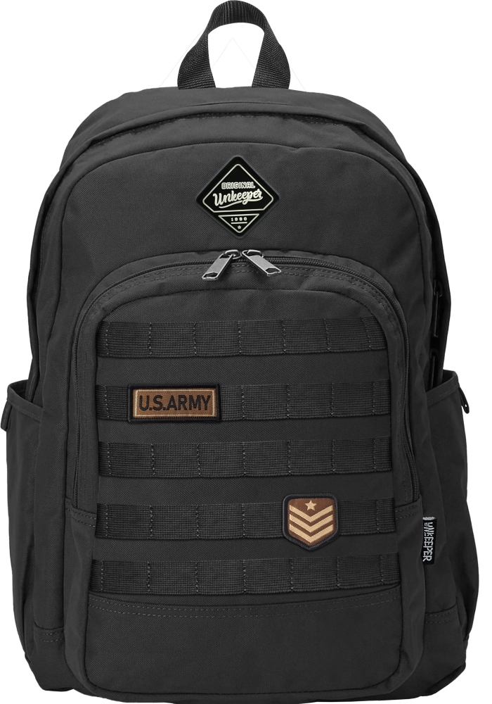 School backpack, Unkeeper, Army, 43 x 32 x 13 cm, Black