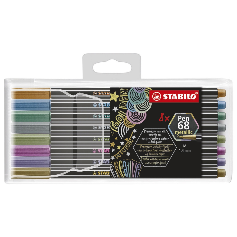  Set of felt-tip pens, Stabilo, Pen 68 Metallic, 8 colors