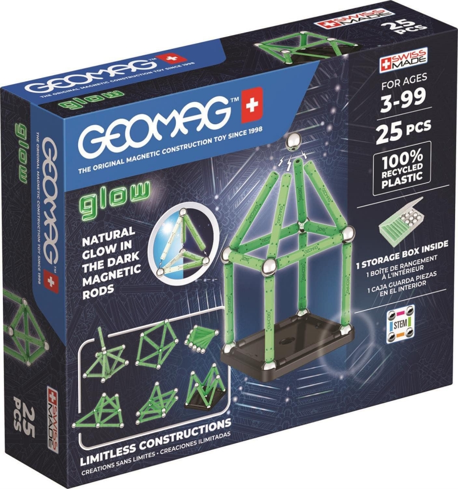 Magnetic constructor, Geomag, Glow 328, 25 pieces