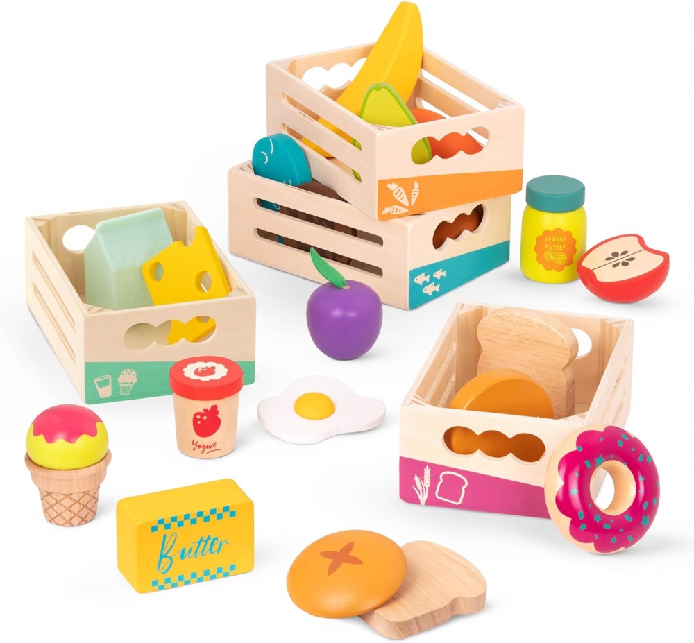 Play set, Battat, Wooden food products, 24 pieces