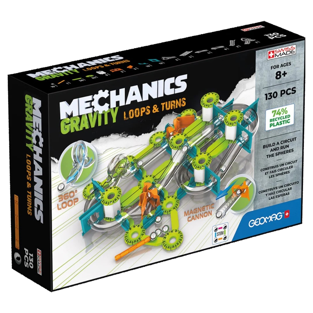 Magnetic Constructor, Geomag, Mechanics 760, Loops and Turns, 130 parts