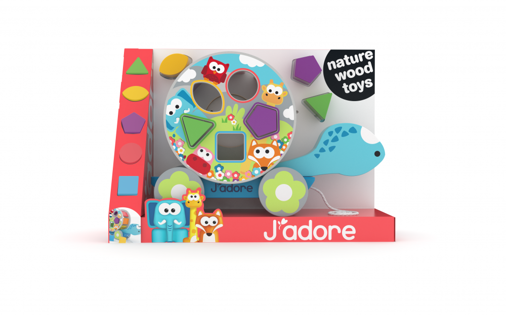 Wooden pull toy, J′adore, Turtle Sorter