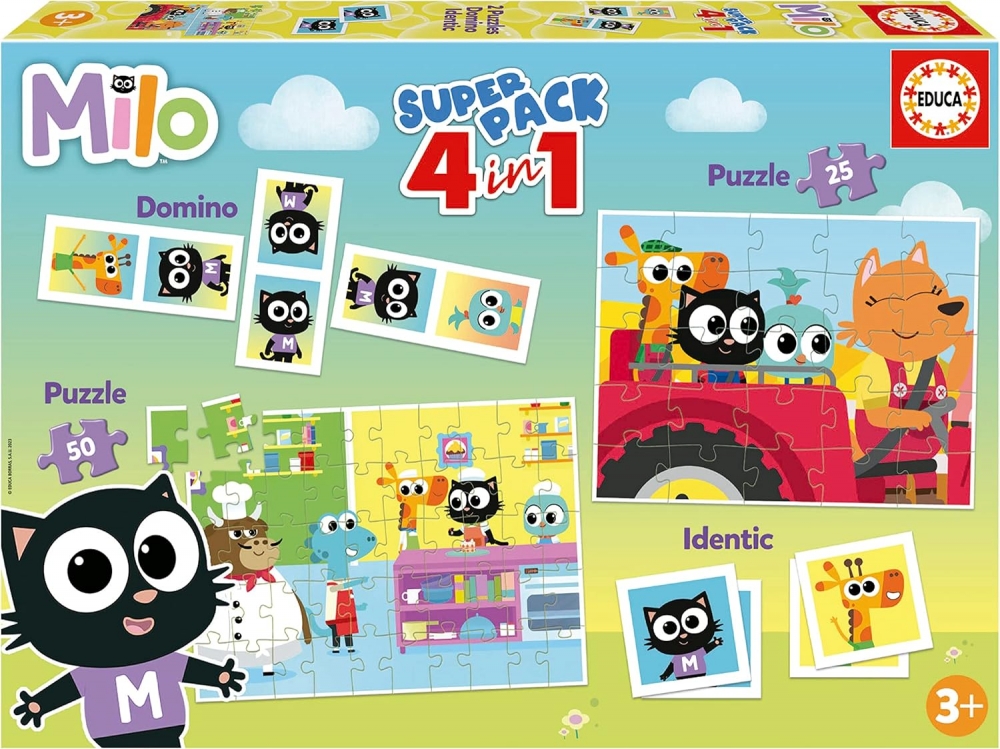 Played set, Educa, Milo, Domino, Memories and 2 puzzles