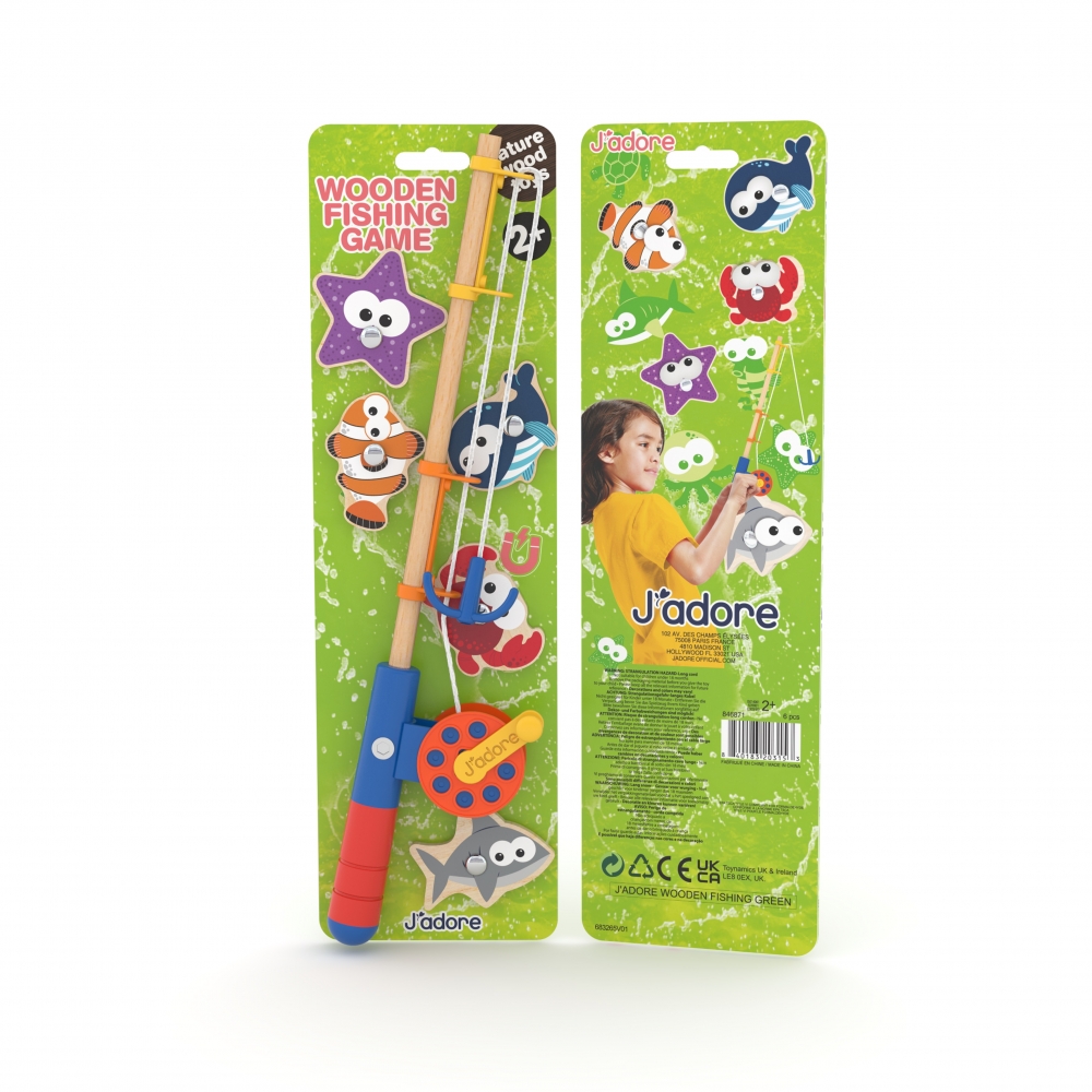 Wooden set, fun fishing, green, 6 pieces