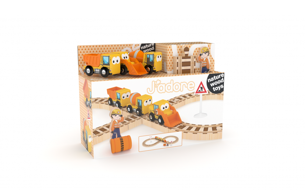 Wooden Train Set, J′adore, Construction Machinery