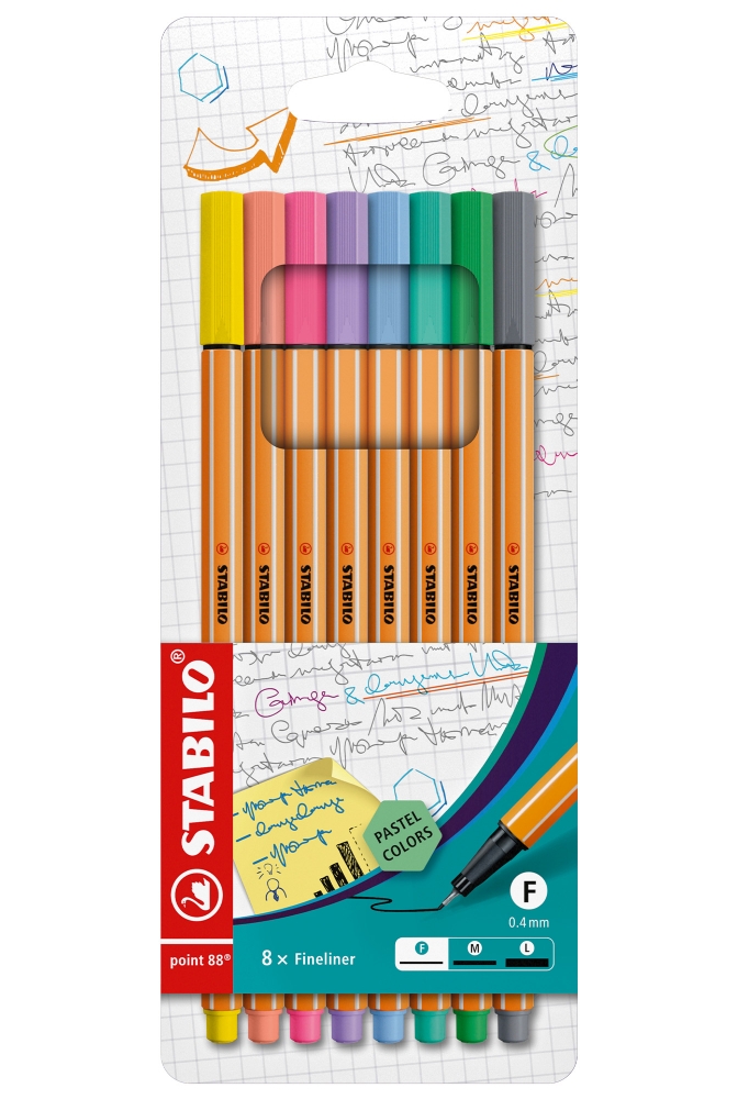  Ballpoint pen set, Stabilo, Point 88 Pastel, 8 colors