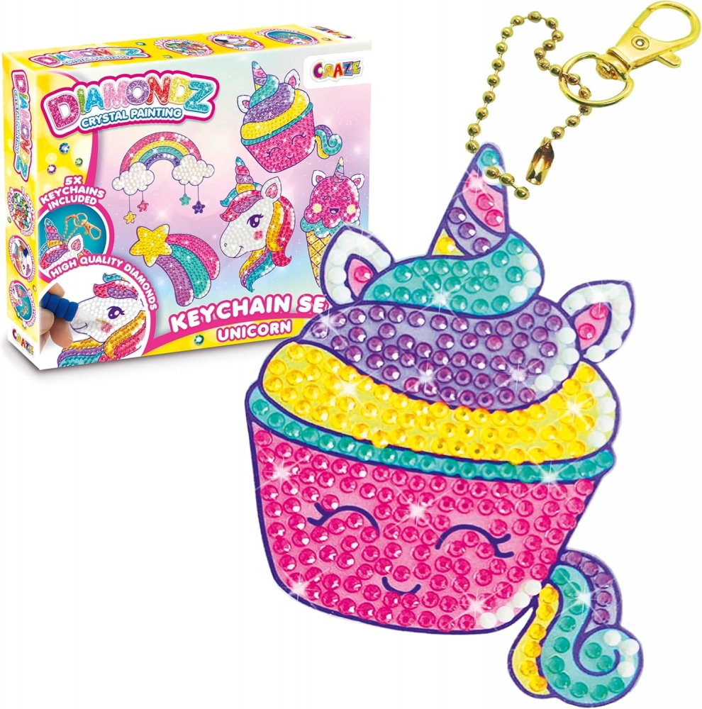 Set creative, nebunie, tsu diamante unicorn keychain