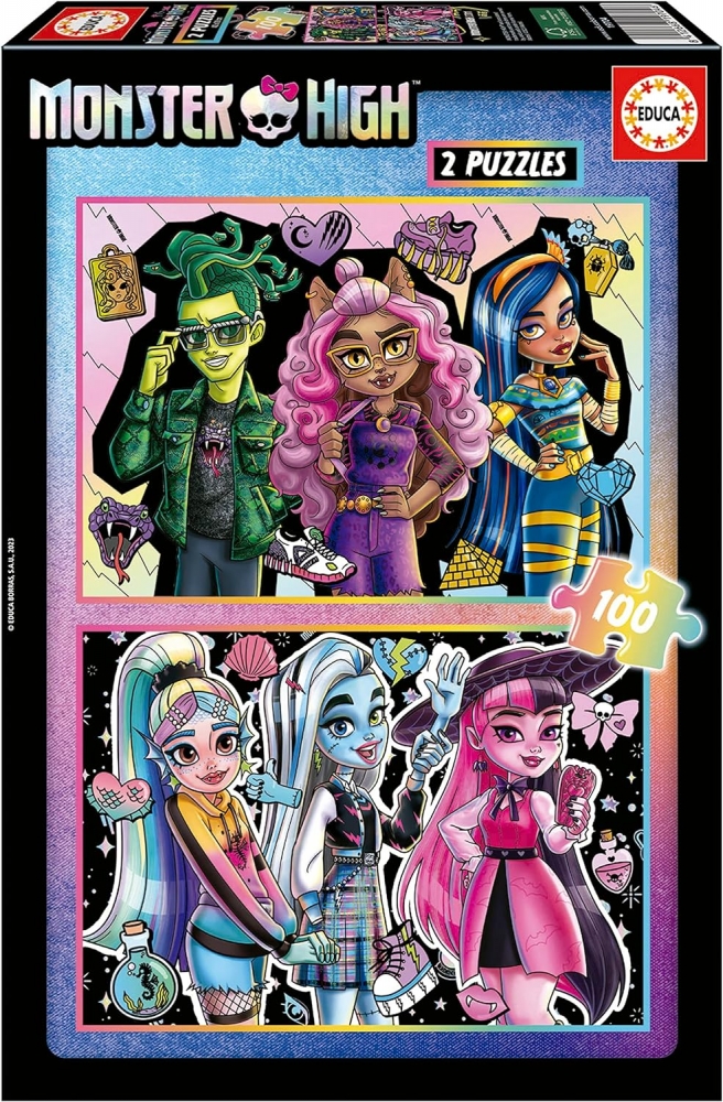Puzzle, Educa, Monster High 2 in 1, 2 x 100 pieces