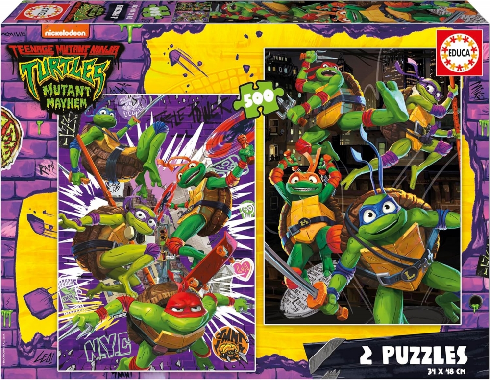 Puzzle, Educa, Teenage Mutant Ninja Turtles, Puzzle 2×500 pieces