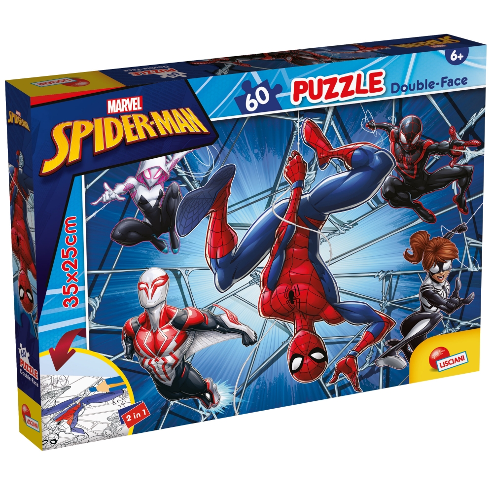 Puzzle, Lisciani, Spiderman, Two-faced puzzle 60 pieces
