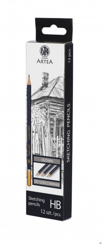 Set of pencils for sketching HB Artea, Astra, Box, 12 pcs