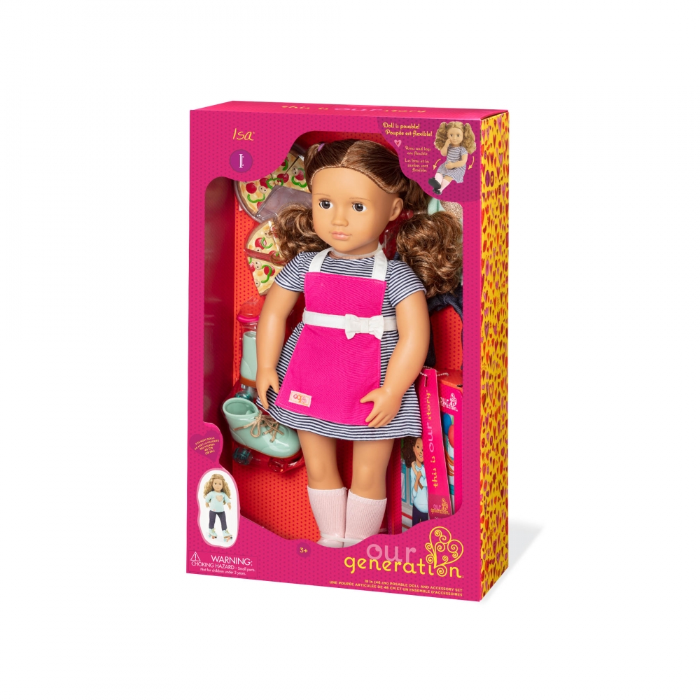 Doll, Battat, Our Generation, Isa with accessories and book, 46 cm