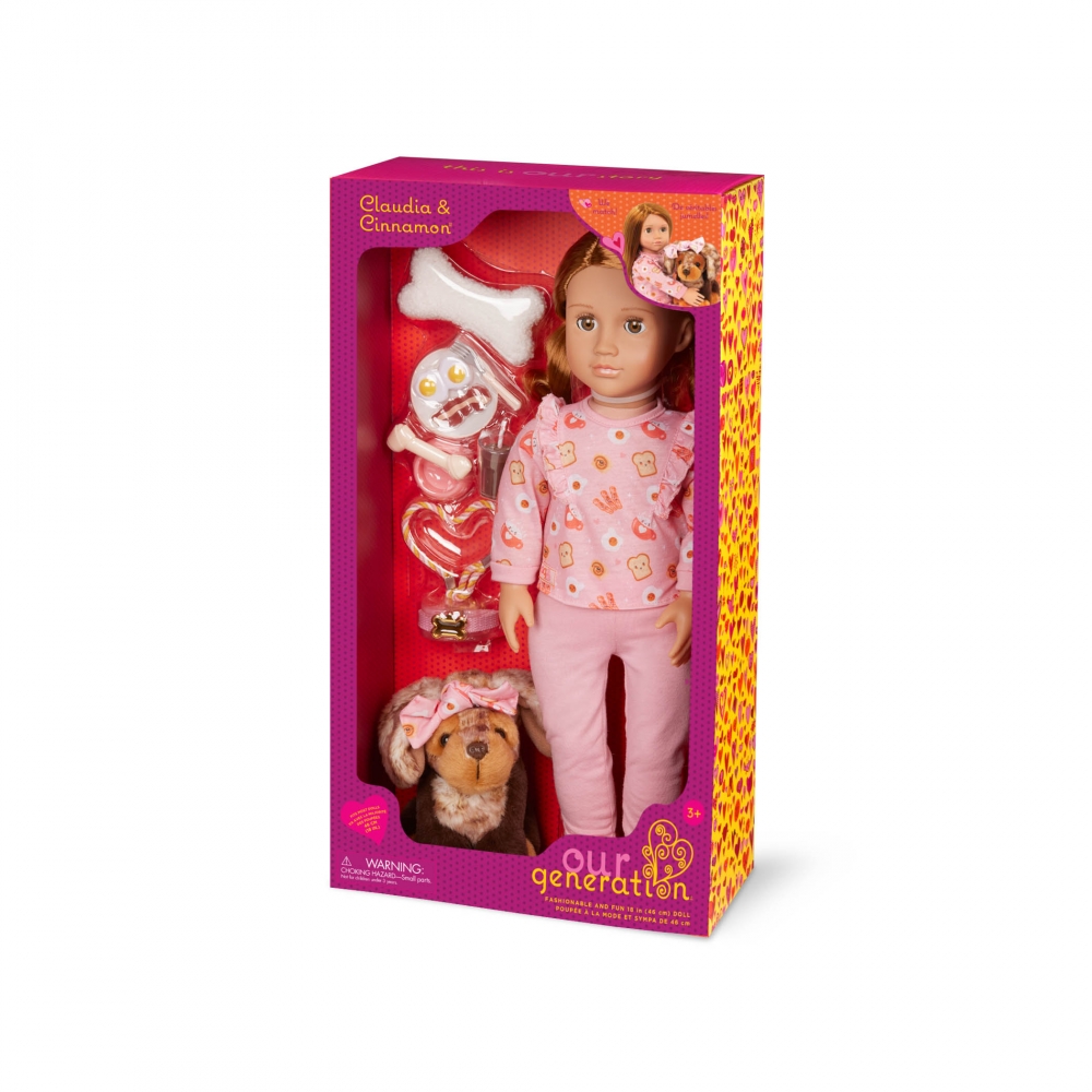 Doll, Battat, Our Generation, Claudia and Cinnamon with accessories, 46 cm