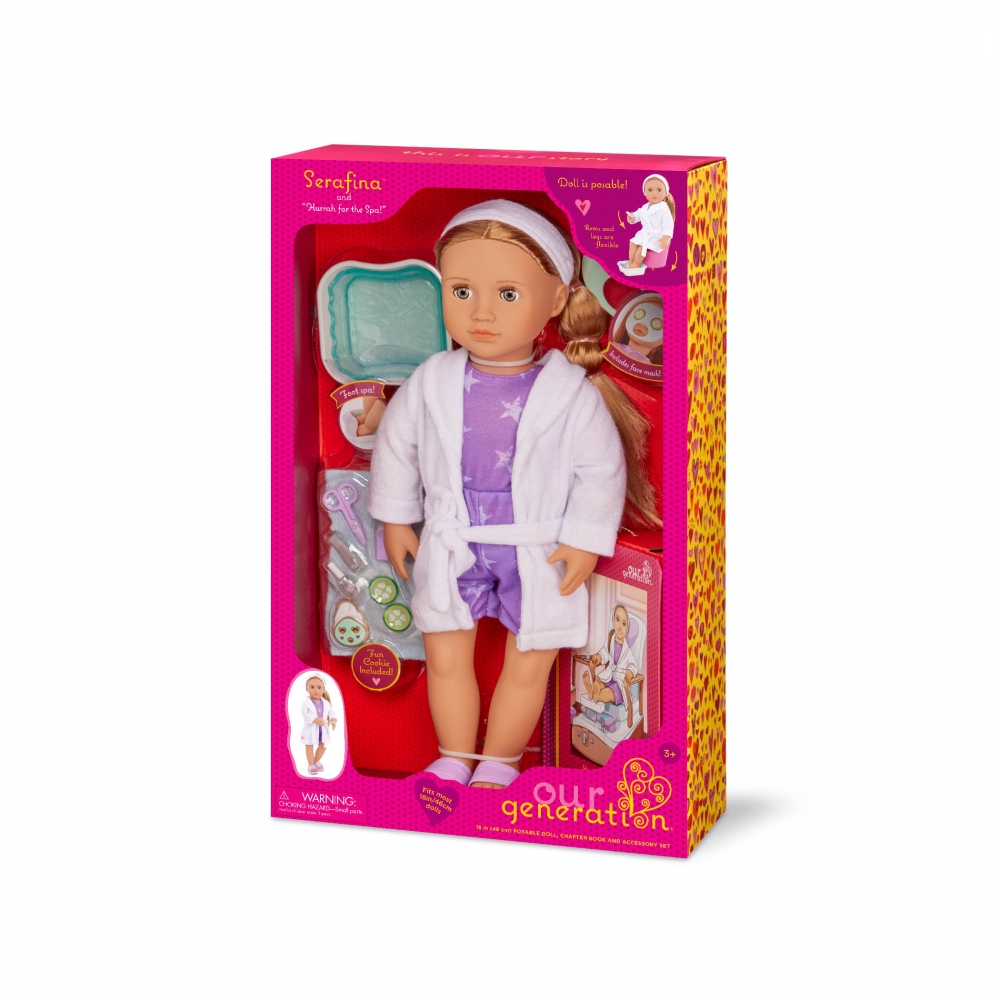 Doll, Battat, Our Generation, Serafina with accessories and book, 46 cm