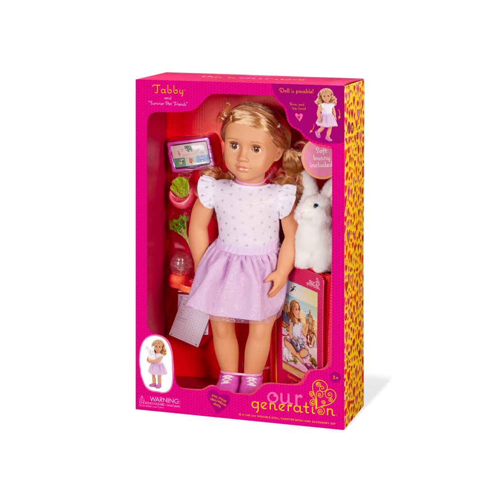Doll, Battat, Our Generation, Tabby with accessories and book, 46 cm