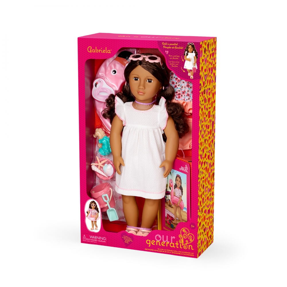 Doll, Battat, Our Generation, Gabriella with accessories and book, 46 cm