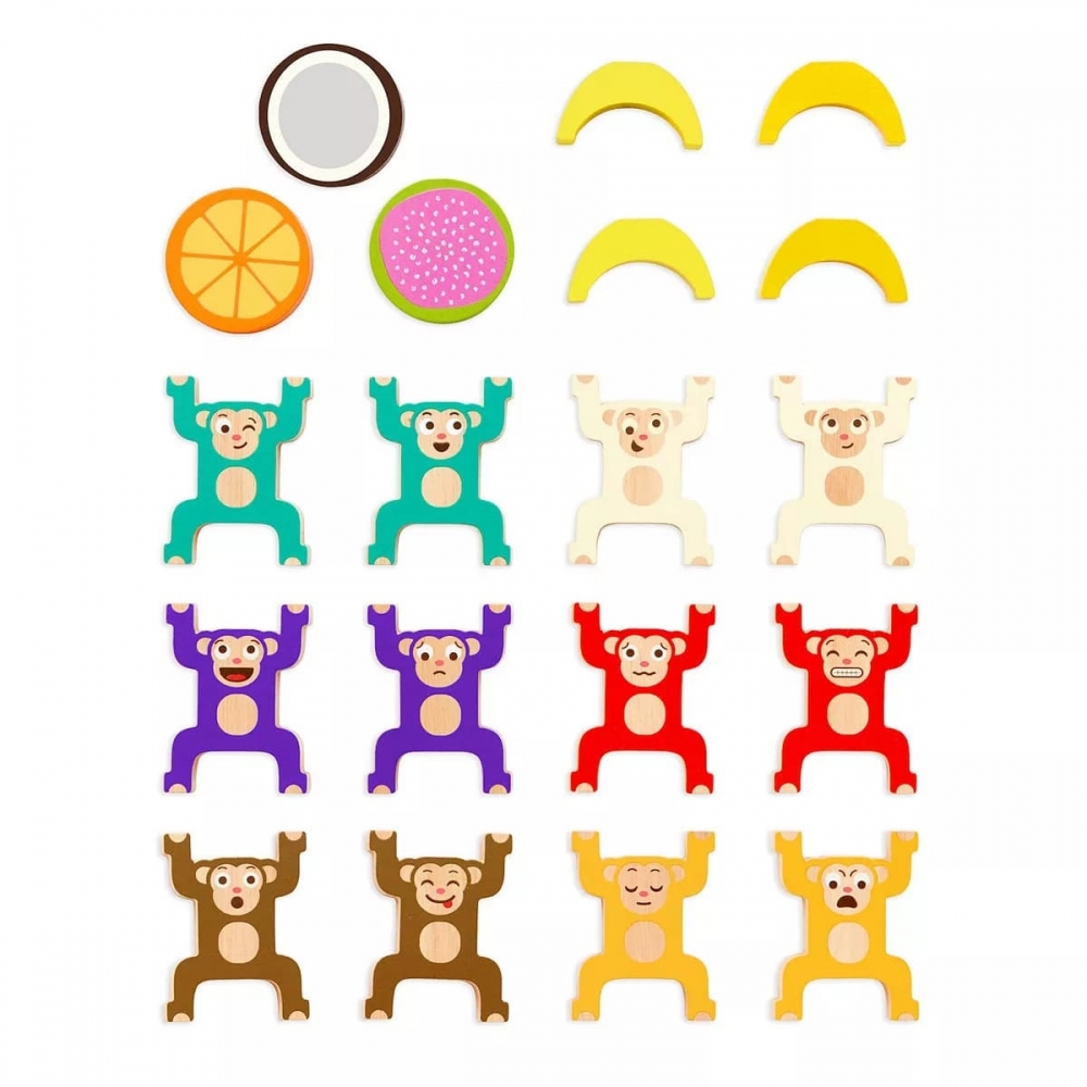Educational set, Battat, Wooden monkeys for stacking, 19 pieces