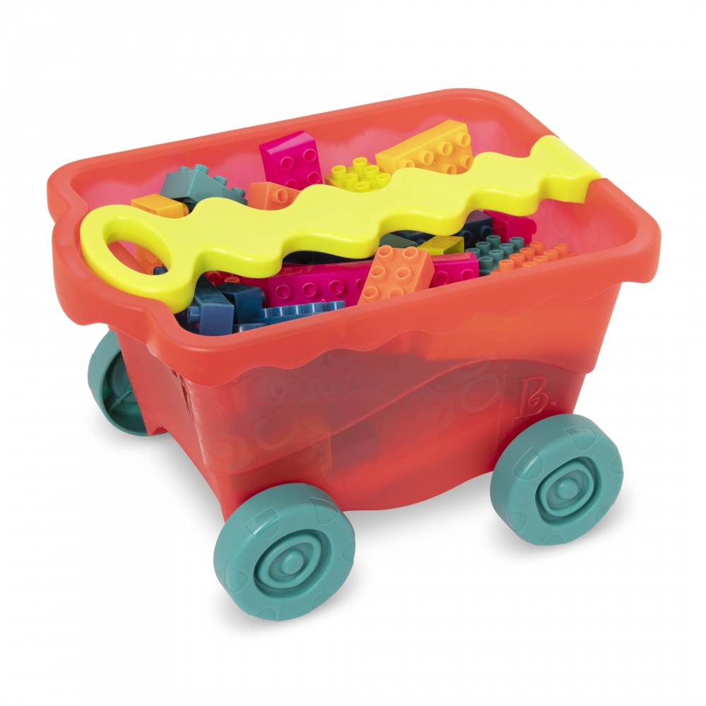 Children′s constructor in a wheeled cart, Battat, 54 parts