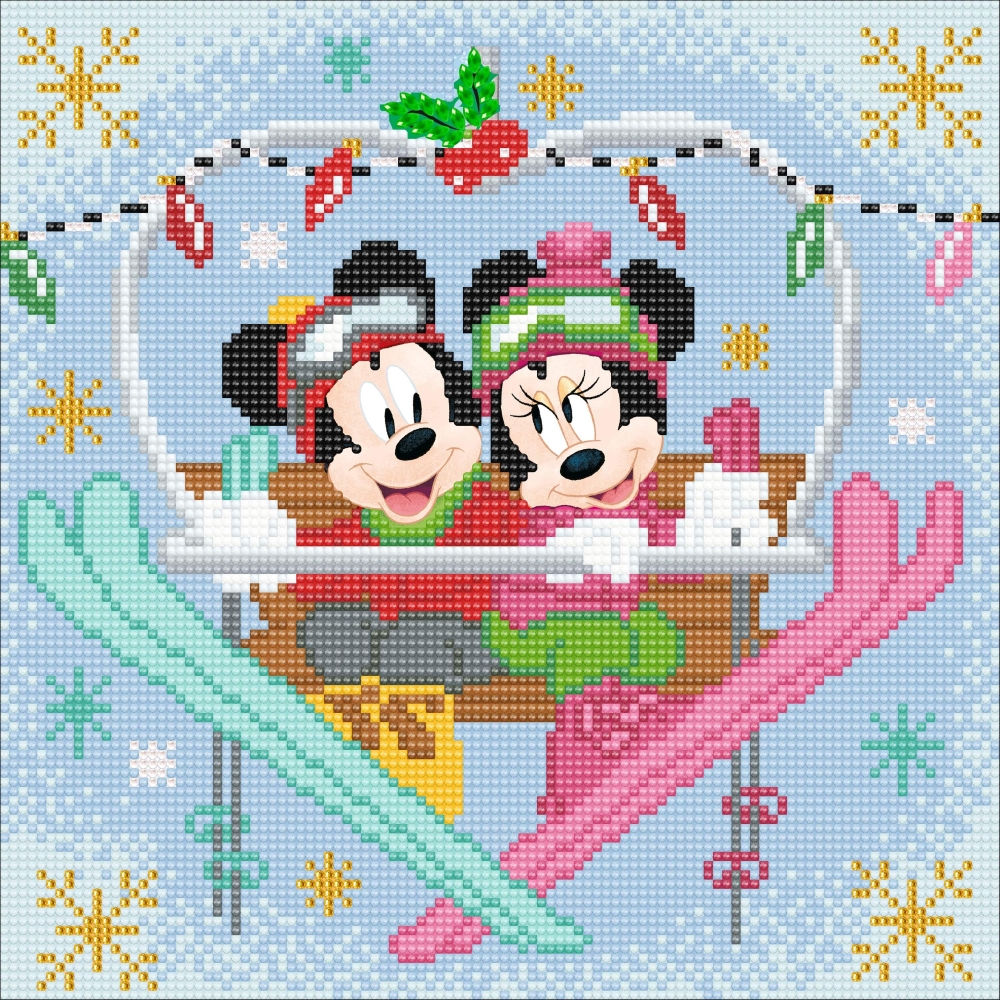 Diamond Art Kit, Craft Buddy, Mickey and Minnie - Winter, 30 x 30 cm, 6 pieces