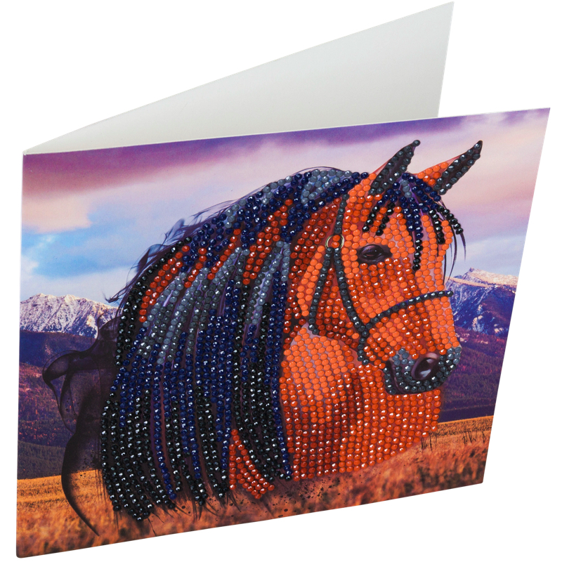 Diamond Painting Greeting Card Kit, Craft Buddy, Horse, 18 x 18 cm