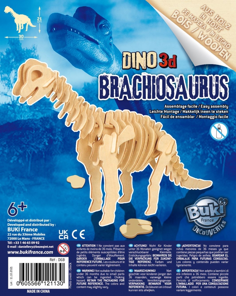 Educational kit, Buki France, 3D Dinosaur to assemble, Brachiosaurus