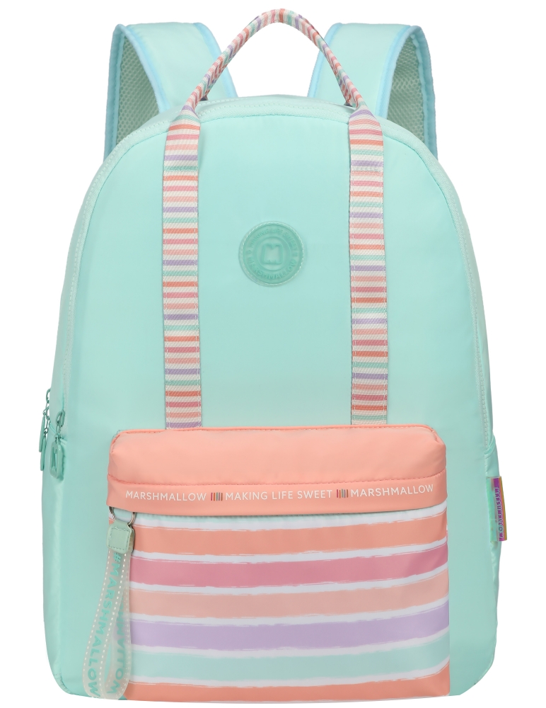 School backpack, Marshmallow, Stripes Mint, 43 x 33 x 16 cm
