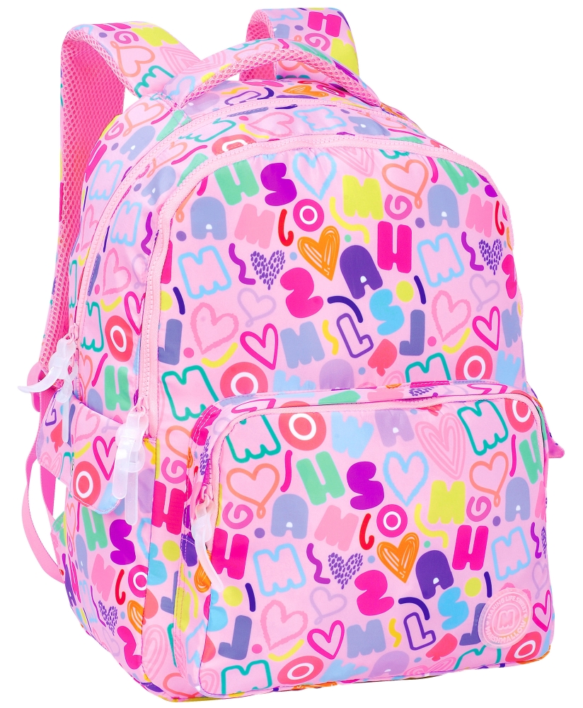 School backpack, Marshmallow, Funny, 43 x 31 x 16 cm, Pink