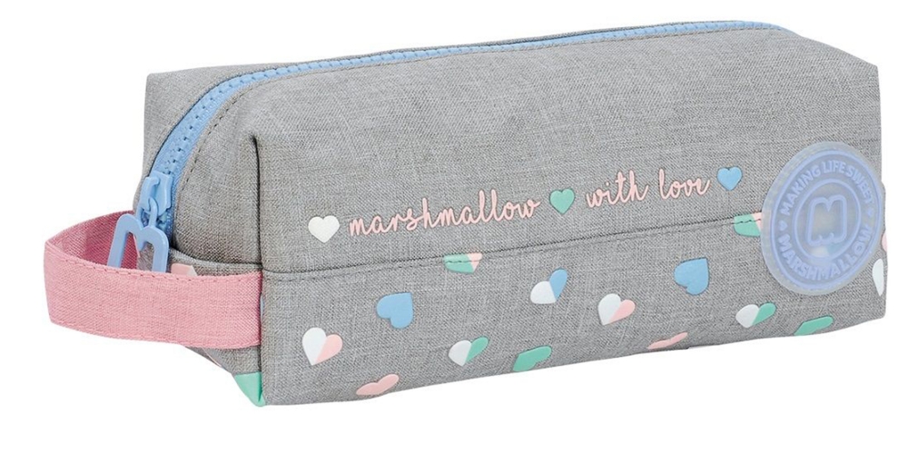 Toiletry bag, Marshmallow, With Love Heart, 8 x 21 x 7 cm