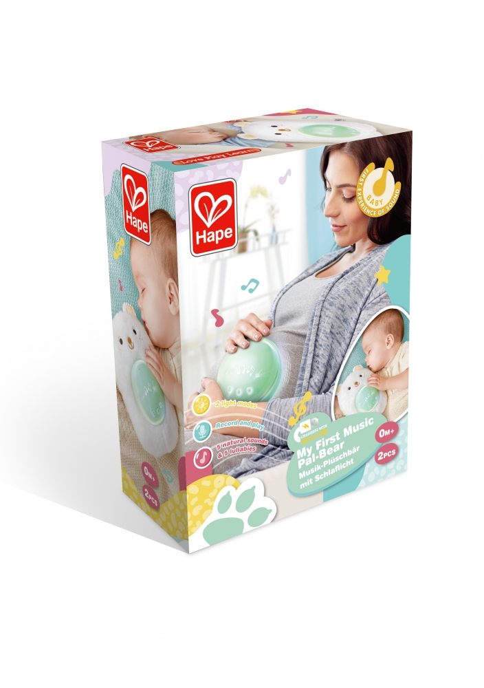 Interactive toy, Hape, Musical plush sleep lamp, Bear, 23 x 15.5 x 9 cm