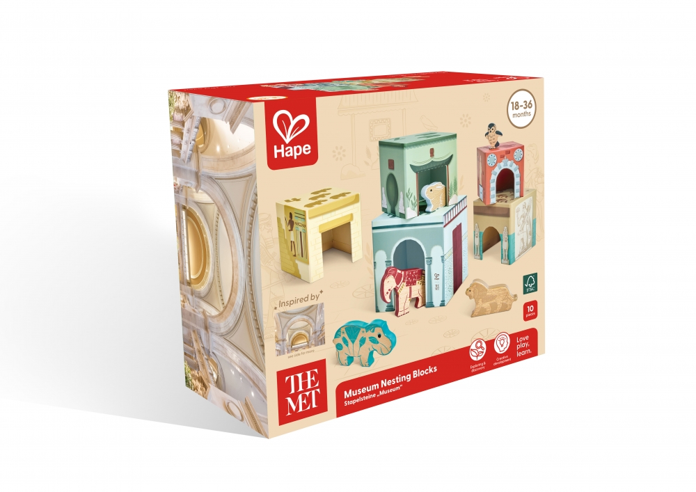 Wooden set, Hape, The Met, Animal Tower, Museum, 10 pieces