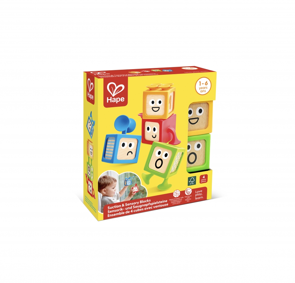 Sensory Cube Set with Suction Cup, Hape, 4 Pieces