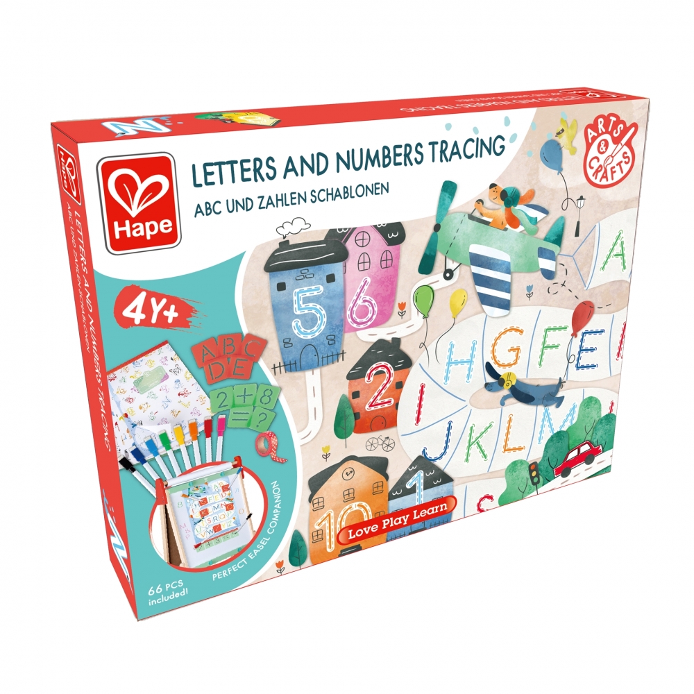 Pattern set, Hape, Letters and numbers, 66 pieces