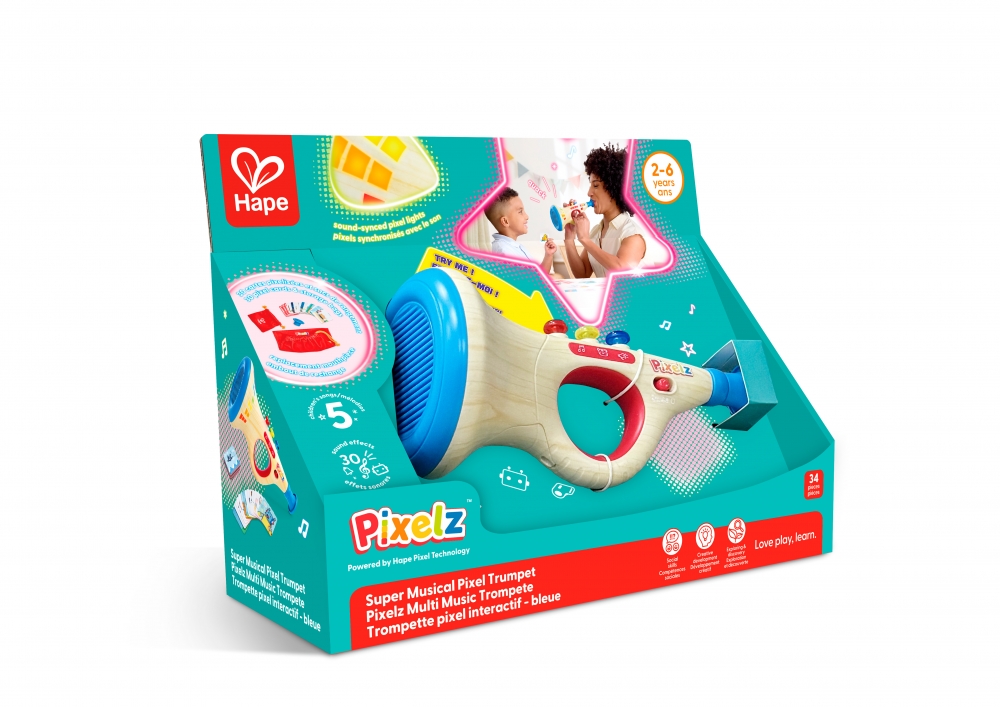 Interactive toy, Hape, Pixelz, Super Musical Trumpet, 34 pieces