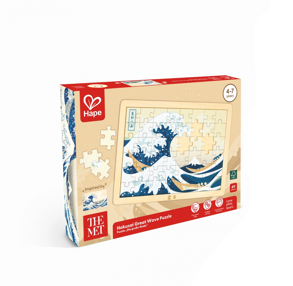 Wooden puzzle, Hape, The Met, The Great Wave, Hokusai, 49 pieces