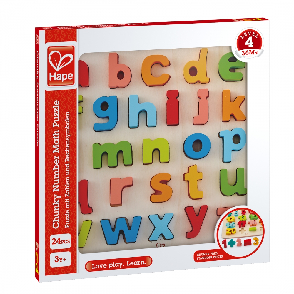 Wooden puzzle, Hape, Alphabet small letters, 24 pieces