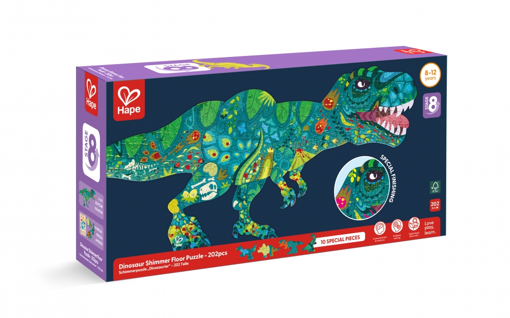 Puzzle, Hape, Dinosaur, 202 pieces