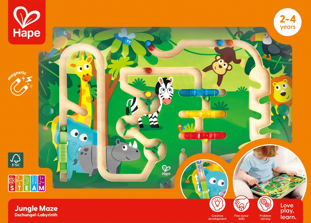 Wooden Game, Hape, Magnetic Maze, Jungle