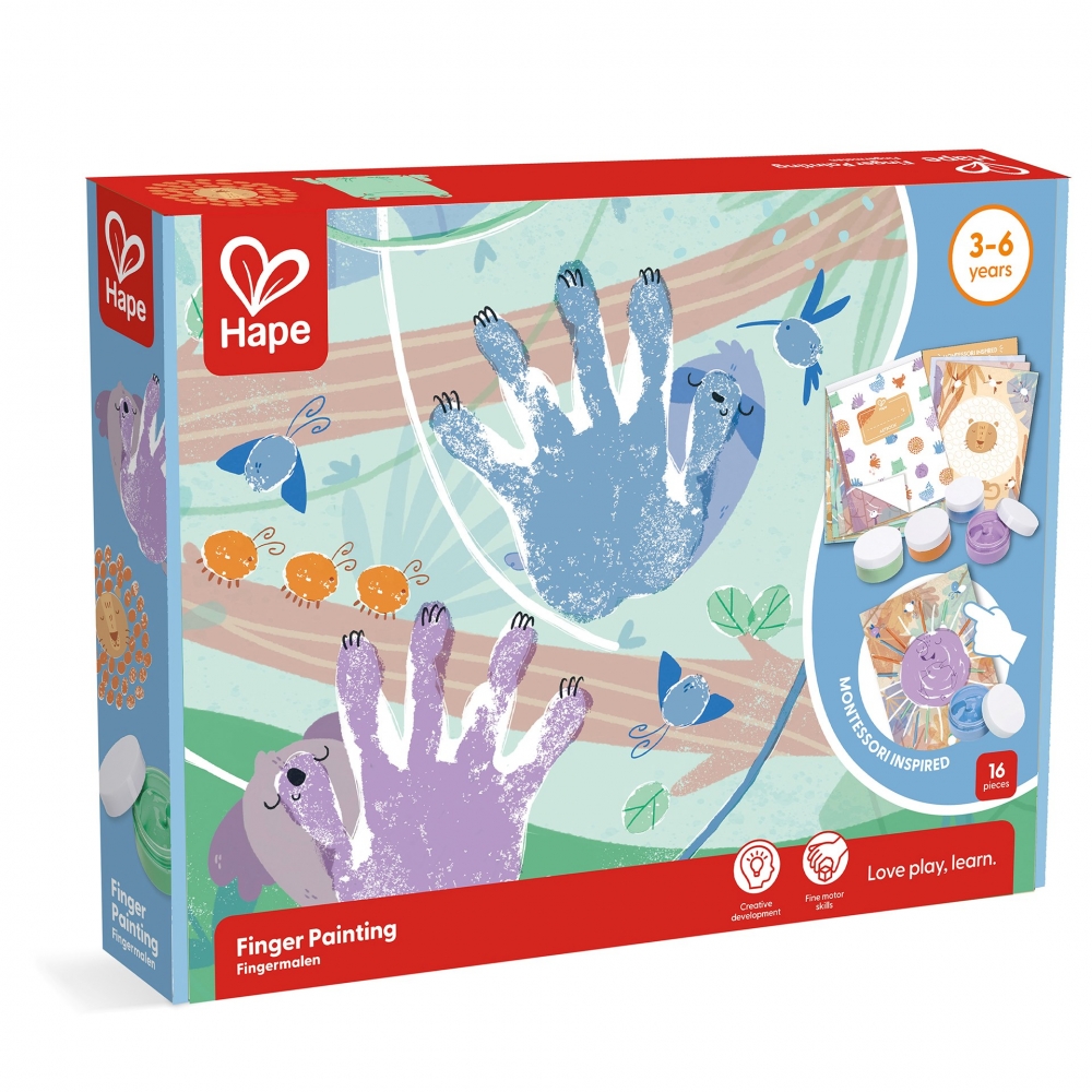 Creative set, Hape, Finger painting, 16 pieces
