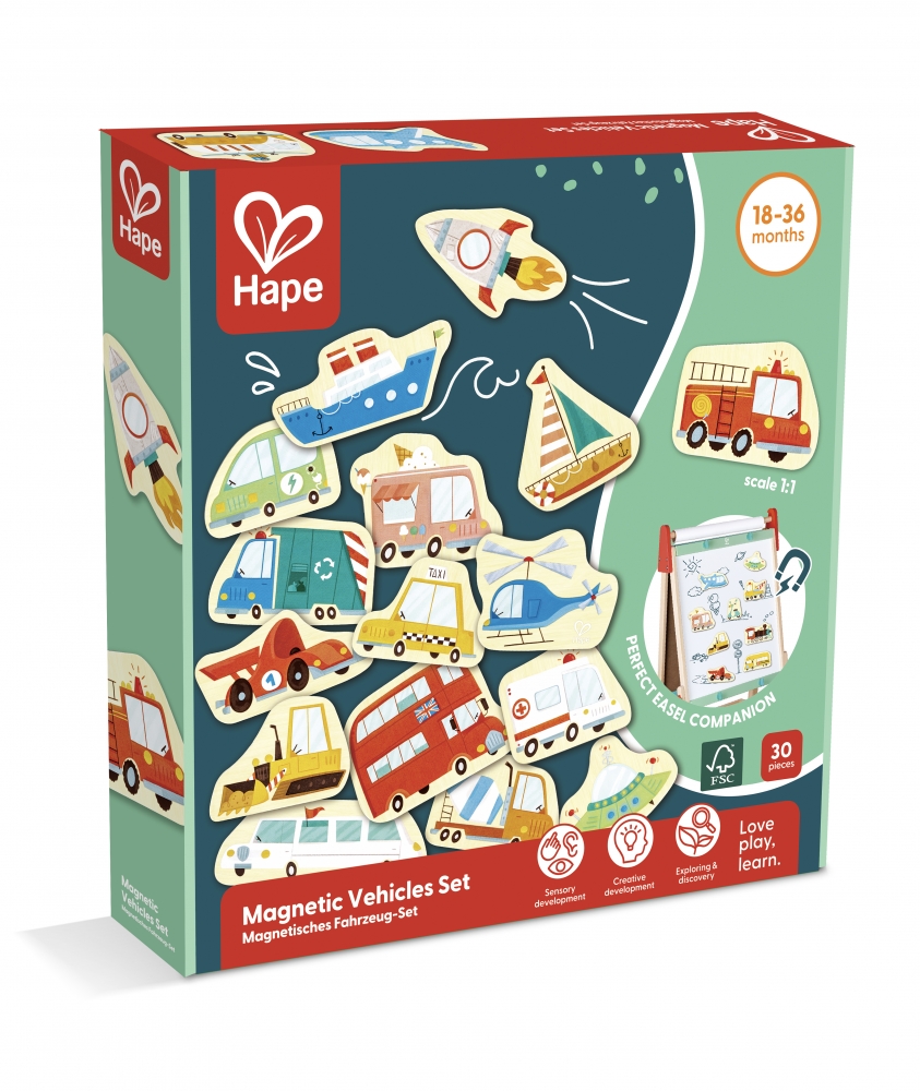 Play set, Hape, Magnetic vehicles, 30 pieces
